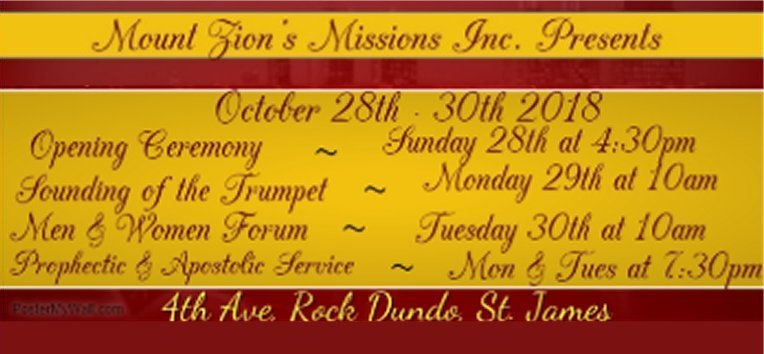 Mount Zion's Missions Inc Barbados Foursquare Church Annual Convention 2018