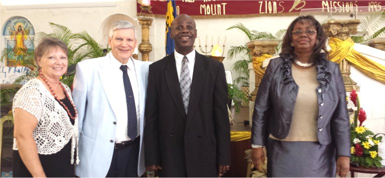 Rev Dave Stone Foursquare leaders visit Mount Zion's Missions Inc Barbados Foursquare Church in 2018